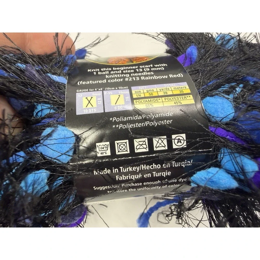 Lion Brand Fancy Fur Yarn Stain Glass Black 39 Yds Each 1.75 Oz Lot Of 13